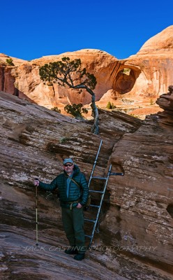  2019 02 23 - Hike to Corona Arch with Ladder adn Pothole Arch in Background - Moab, UT 