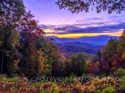  2021 11 01 - Sunset - Roaring Fork Interpretive Marker Overlook - Smoky Mountains NP, Tennessee 
