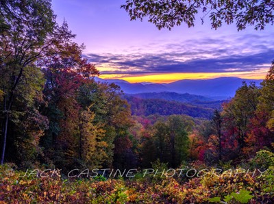  2021 11 01 - Sunset - Roaring Fork Interpretive Marker Overlook - Smoky Mountains NP, Tennessee 